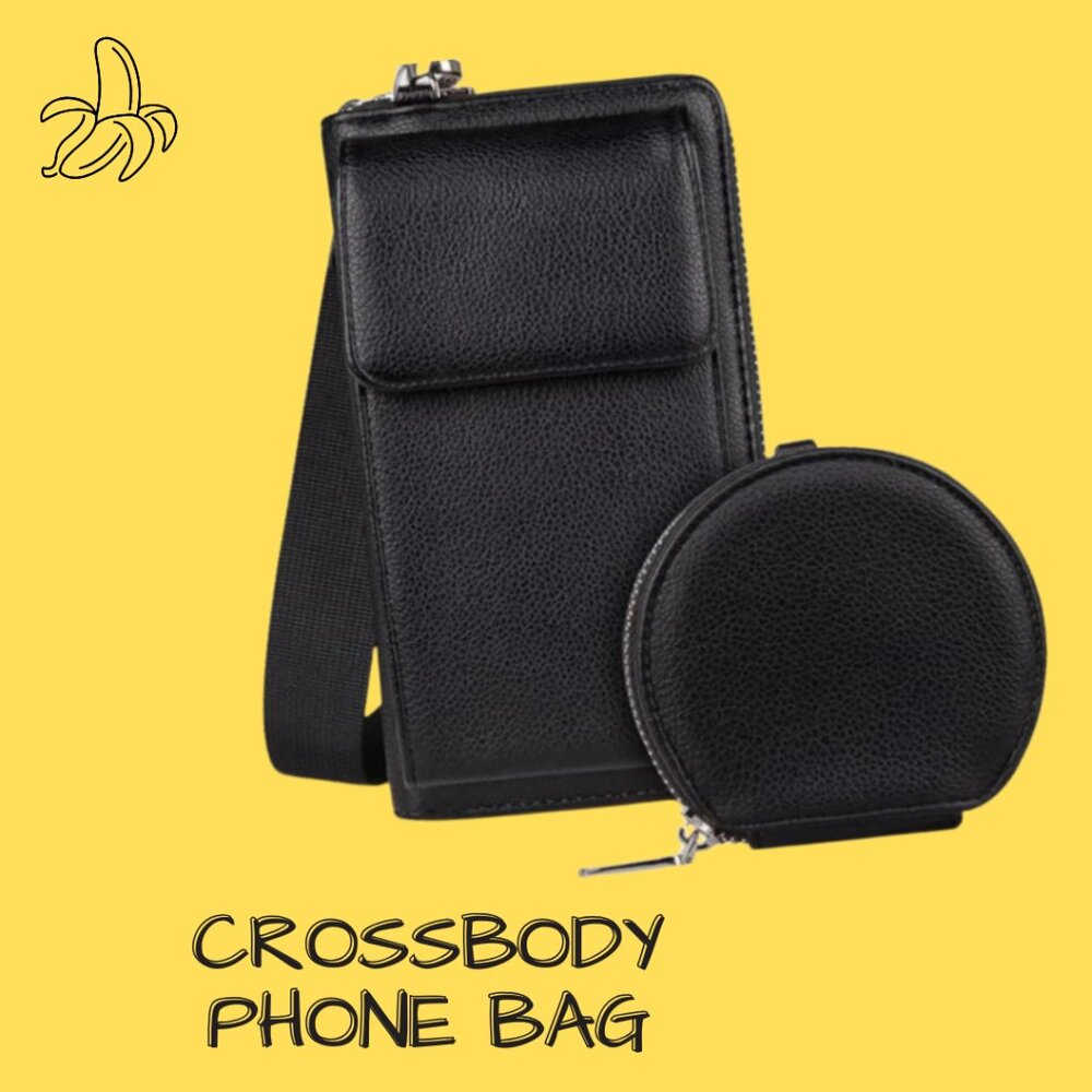 Cell Phone Cross Body Bag w/ Headphone Holder | Black